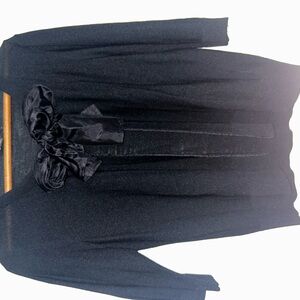 Chic Black Cardigan with Bow Accent